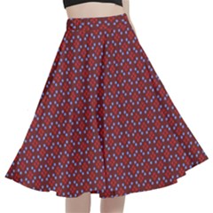 Brown Red Dot Pattern A-line Full Circle Midi Skirt With Pocket by ytdream