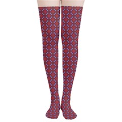 Brown Red Dot Pattern Thigh High Stockings by ytdream