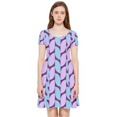 Purple Blue Pattern Inside Out Cap Sleeve Dress by ytdream