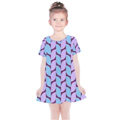 Purple Blue Pattern Kids  Simple Cotton Dress