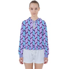 Purple Blue Pattern Women s Tie Up Sweat