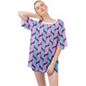 Purple Blue Pattern Oversized Chiffon Top View1