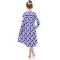 Purple Blue Pattern Kids  Midi Sailor Dress View2