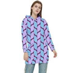 Purple Blue Pattern Women s Long Oversized Pullover Hoodie