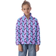 Purple Blue Pattern Kids  Half Zip Hoodie