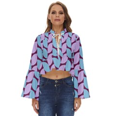 Purple Blue Pattern Boho Long Bell Sleeve Top