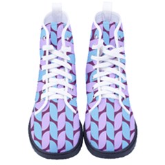 Purple Blue Pattern Men s High-top Canvas Sneakers by ytdream