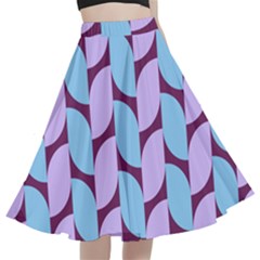 Purple Blue Pattern A-line Full Circle Midi Skirt With Pocket by ytdream