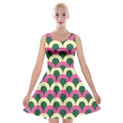 Green Yellow Pattern Velvet Skater Dress by ytdream