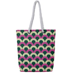 Green Yellow Pattern Full Print Rope Handle Tote (small) by ytdream