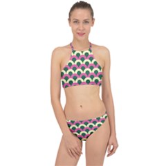 Green Yellow Pattern Halter Bikini Set by ytdream