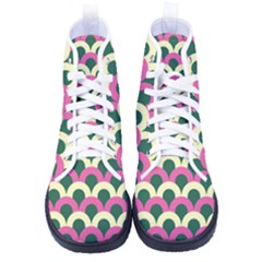 Green Yellow Pattern Men s High-top Canvas Sneakers by ytdream