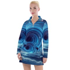 Astral Waveform Fantasy Women s Long Sleeve Casual Dress by Grandong