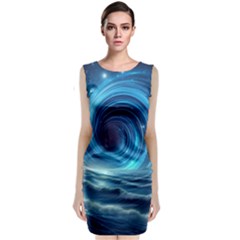 Astral Waveform Fantasy Sleeveless Velvet Midi Dress