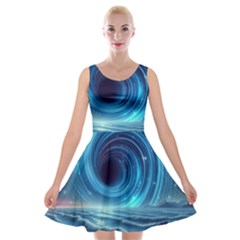 Astral Waveform Fantasy Velvet Skater Dress