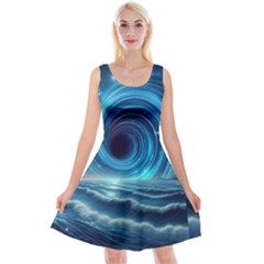 Astral Waveform Fantasy Reversible Velvet Sleeveless Dress