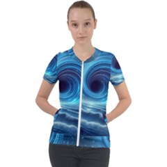 Astral Waveform Fantasy Short Sleeve Zip Up Jacket by Grandong