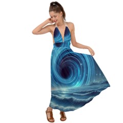 Astral Waveform Fantasy Backless Maxi Beach Dress by Grandong