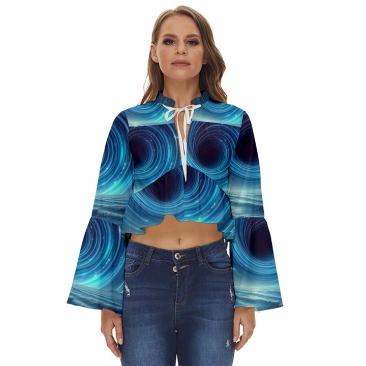 Astral Waveform Fantasy Boho Long Bell Sleeve Top