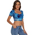 Astral Waveform Fantasy Short Sleeve Square Neckline Crop Top  View3