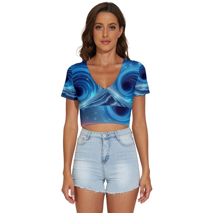 Astral Waveform Fantasy V-Neck Crop Top