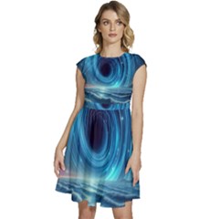 Astral Waveform Fantasy Cap Sleeve High Waist Dress