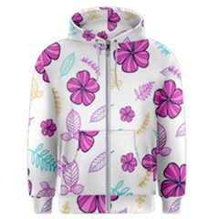 Flowers Leaves Pattern Art Bloom Men s Zipper Hoodie