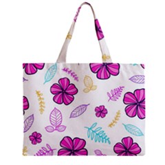 Flowers Leaves Pattern Art Bloom Zipper Mini Tote Bag by Grandong