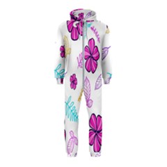 Flowers Leaves Pattern Art Bloom Hooded Jumpsuit (kids)