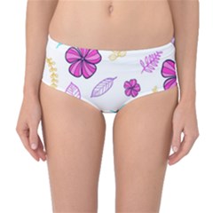 Flowers Leaves Pattern Art Bloom Mid-waist Bikini Bottoms by Grandong