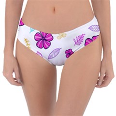 Flowers Leaves Pattern Art Bloom Reversible Classic Bikini Bottoms by Grandong