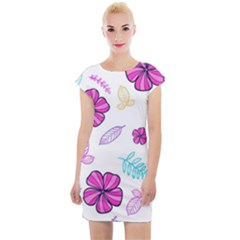 Flowers Leaves Pattern Art Bloom Cap Sleeve Bodycon Dress by Grandong