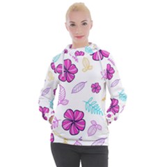 Flowers Leaves Pattern Art Bloom Women s Hooded Pullover