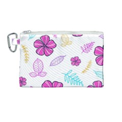 Flowers Leaves Pattern Art Bloom Canvas Cosmetic Bag (medium) by Grandong