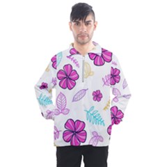 Flowers Leaves Pattern Art Bloom Men s Half Zip Pullover