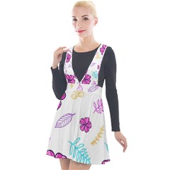 Flowers Leaves Pattern Art Bloom Plunge Pinafore Velour Dress by Grandong