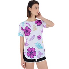 Flowers Leaves Pattern Art Bloom Perpetual Short Sleeve T-shirt by Grandong