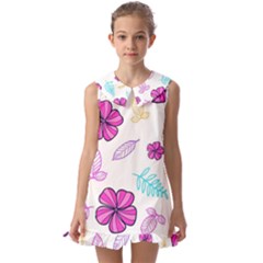 Flowers Leaves Pattern Art Bloom Kids  Pilgrim Collar Ruffle Hem Dress by Grandong