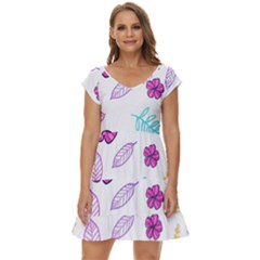 Flowers Leaves Pattern Art Bloom Short Sleeve Tiered Mini Dress by Grandong