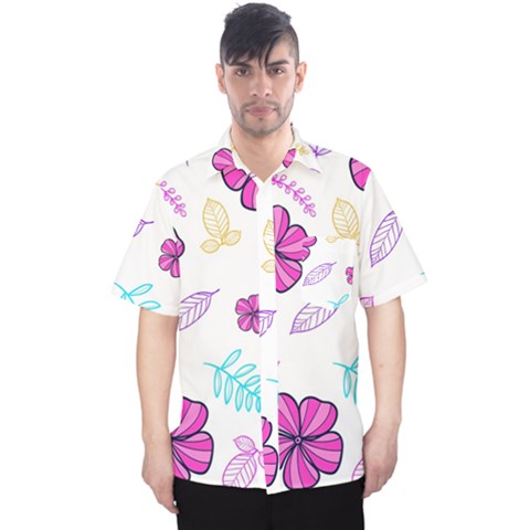 Flowers Leaves Pattern Art Bloom Men s Hawaii Shirt by Grandong