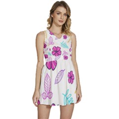 Flowers Leaves Pattern Art Bloom Sleeveless High Waist Mini Dress by Grandong