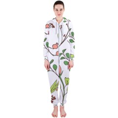 Line Floral Art Pattern Ornament Hooded Jumpsuit (ladies)