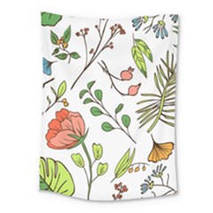 Line Floral Art Pattern Ornament Medium Tapestry