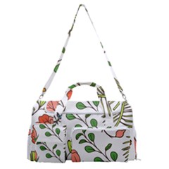 Line Floral Art Pattern Ornament Sports Gym Duffle Bag With Shoe Compartment by Grandong