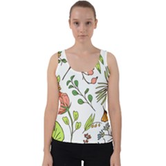 Line Floral Art Pattern Ornament Velvet Tank Top by Grandong