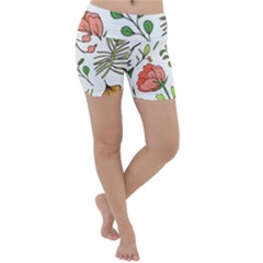 Line Floral Art Pattern Ornament Lightweight Velour Yoga Shorts