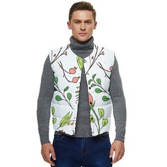 Line Floral Art Pattern Ornament Men s Button Up Puffer Vest	