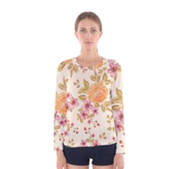 Peony Flower Pattern Background Women s Long Sleeve T-shirt