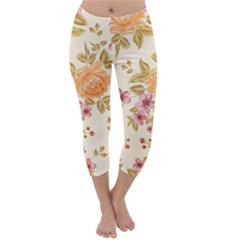 Peony Flower Pattern Background Capri Winter Leggings 