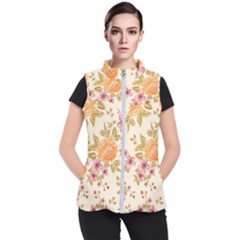 Peony Flower Pattern Background Women s Puffer Vest